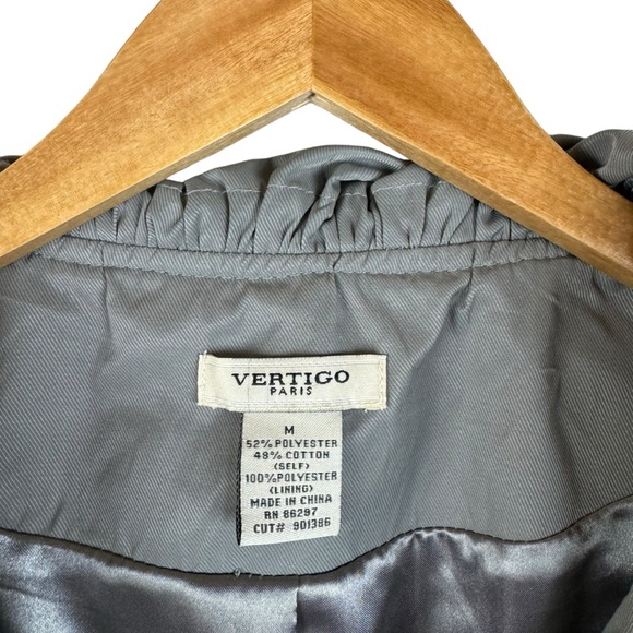 Vertigo Paris Jacket Ruffle Neckline Dusty Green Size Medium - Picture 4 of 11